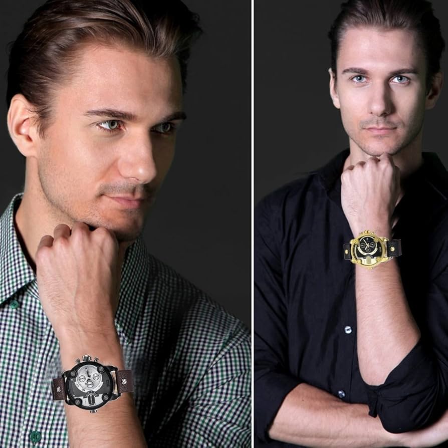 Amazon.co.jp: 6818ファッショナブルー DZ男性のための革バンドと